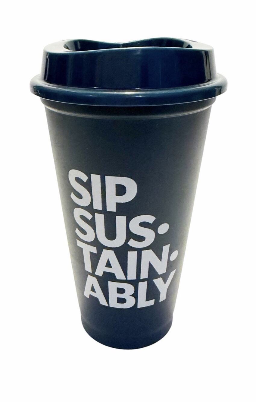 Starbucks Coffee 2022 Blue Matte Earth Day Sip Sustainably 16oz Hot Cup w/Lid